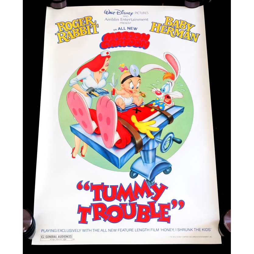 ROGER RABBIT - TUMMY TROUBLE Affiche de film 52x69 - 1988 - Bob Hoskins, Robert Zemeckis
