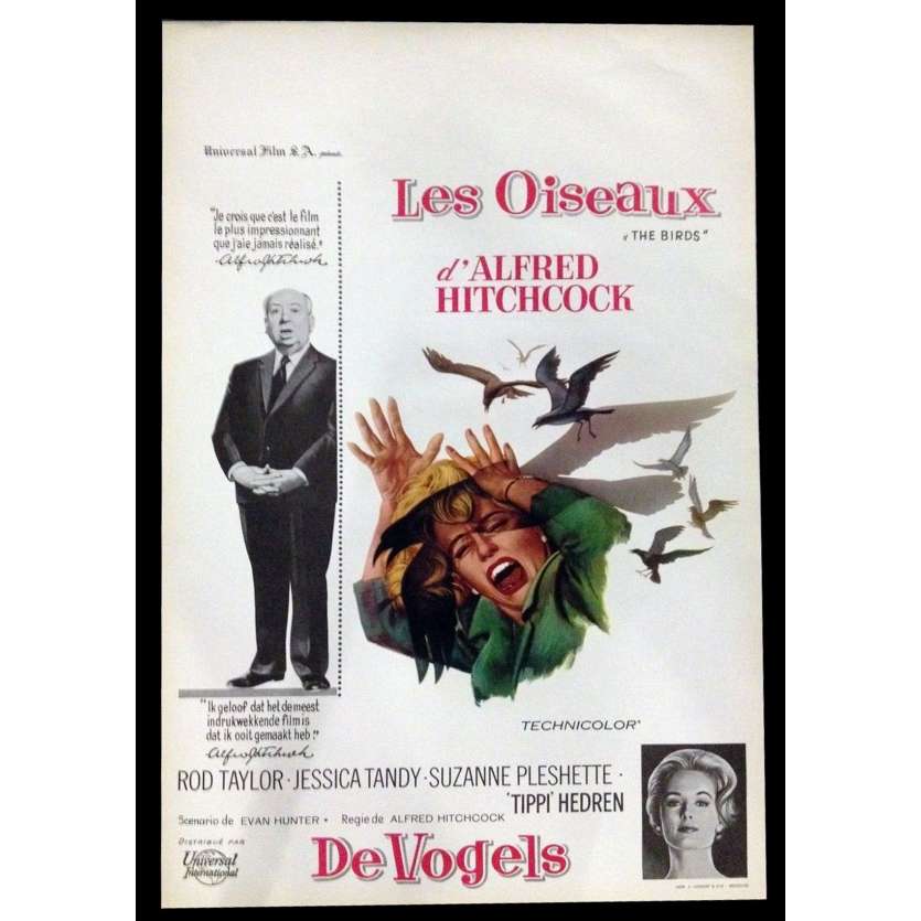 LES OISEAUX Affiche de film 35x55 - 1963 - Tippi Hedren, Alfred Hitchcock
