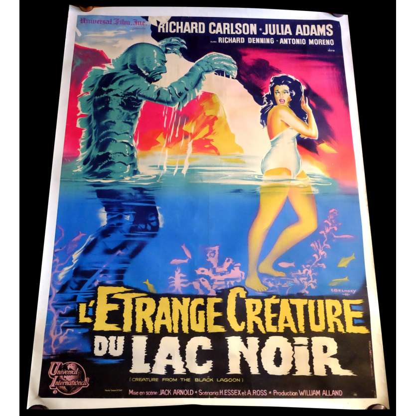 L'ETRANGE CREATURE DU LAC NOIR Affiche entoilée 120x160 - R1962 - Julie Addams, Jack Arnold