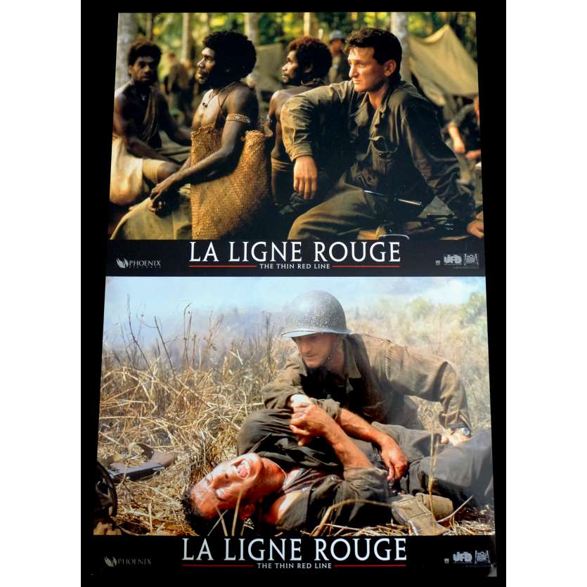 THE THIN RED LINE French Lobby Cards x2 9x12 - 1998 - Terrence Malick, Sean Penn