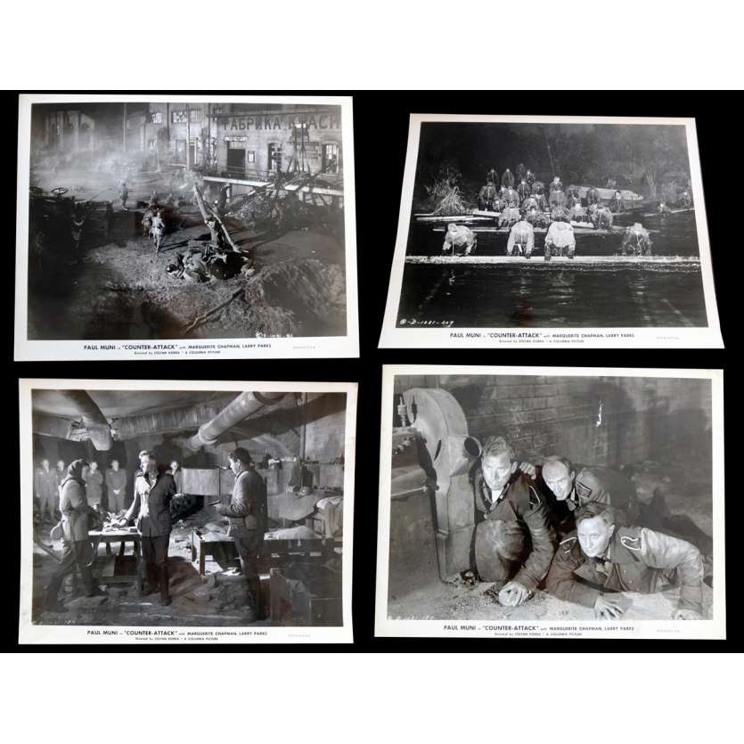 COUNTER ATTACK Photos de presse x3 20x25 - 1945 - Paul Muni, Zoltan Korda