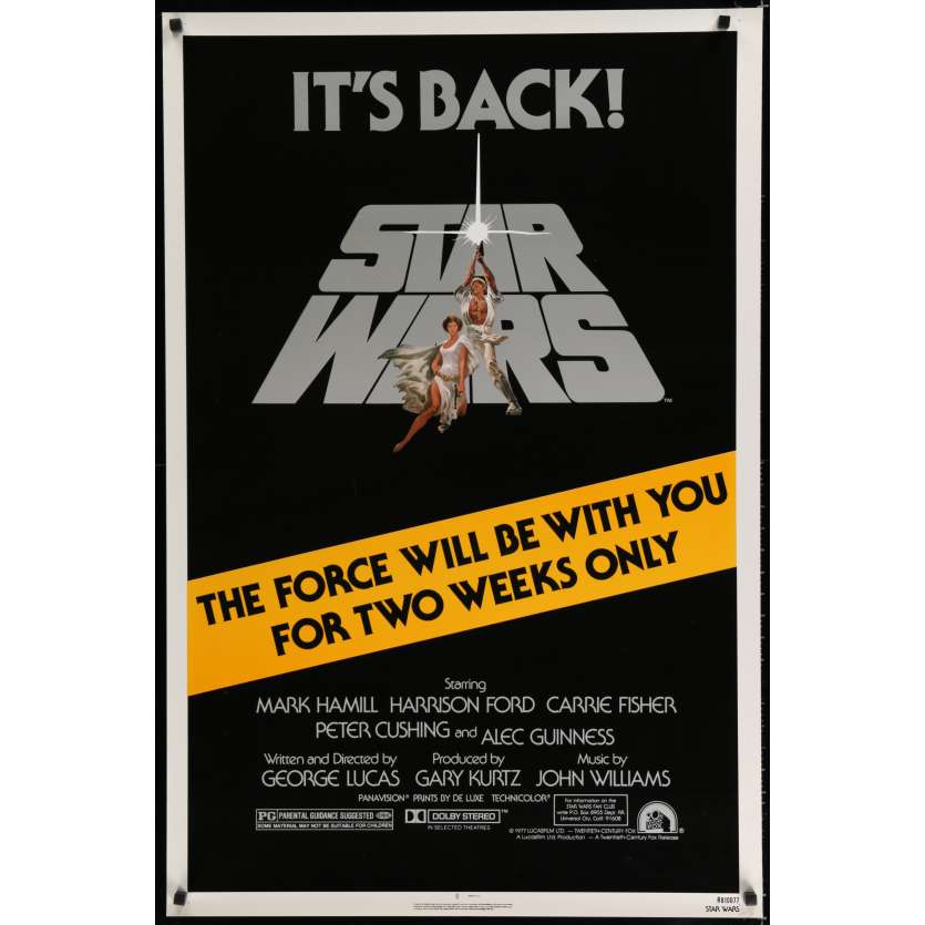 STAR WARS - A NEW HOPE US Movie Poster 29x41 - R1981 - George Lucas, Harrison Ford