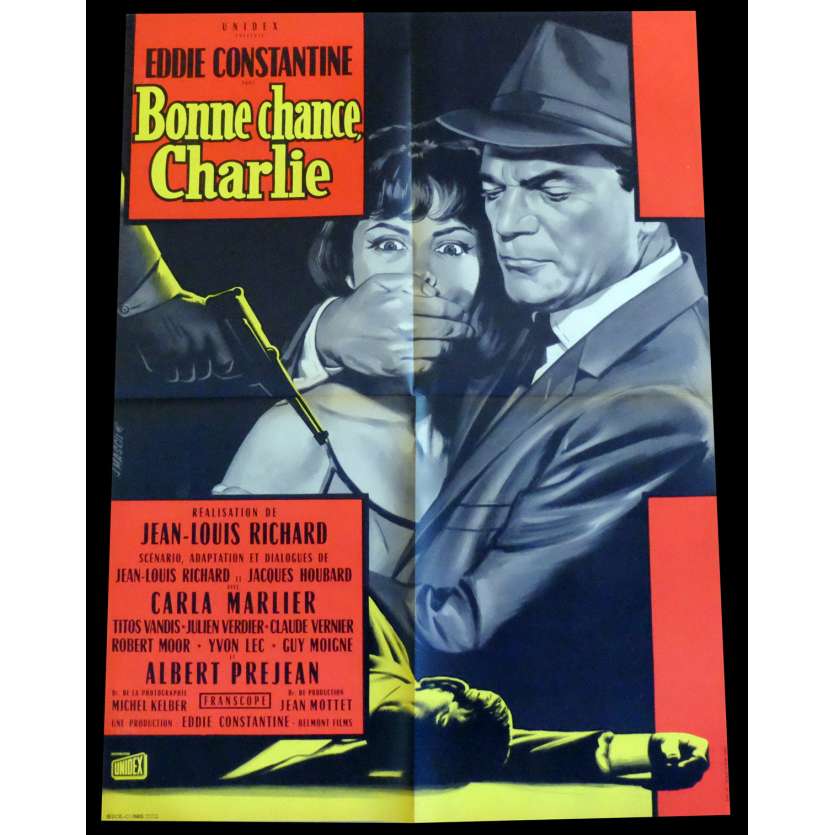 GOOD LUCK CHARLIE French Movie Poster  23x32 - 1962 - Jean-Louis Richard, Eddie Constantine