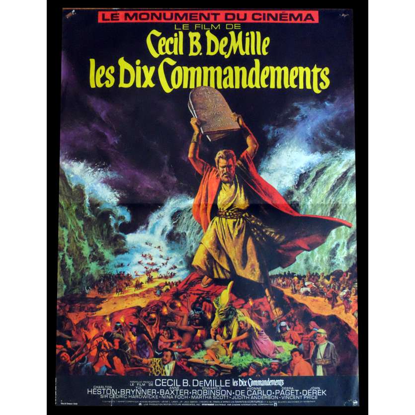 TEN COMMANDMENTS French Movie Poster 15x21 R82 Charlton Heston Movie Poster