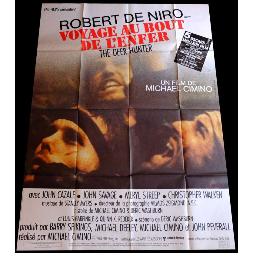 VOYAGE AU BOUT DE L'ENFER Affiche de film Française 120x160 - R1986- de Niro, Walken, Deer Hunter