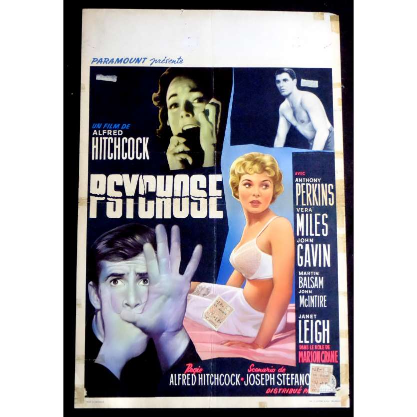 PSYCHO Belgian Movie Poster 14x22 - 1960 - Alfred Hitchcock, Anthony Perkins