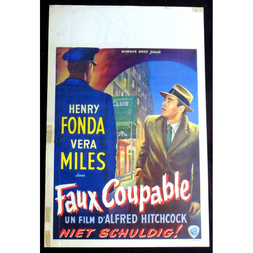 LE FAUX COUPABLE Affiche de film 35X55 - 1956 - Henry Fonda, Alfred Hitchcock