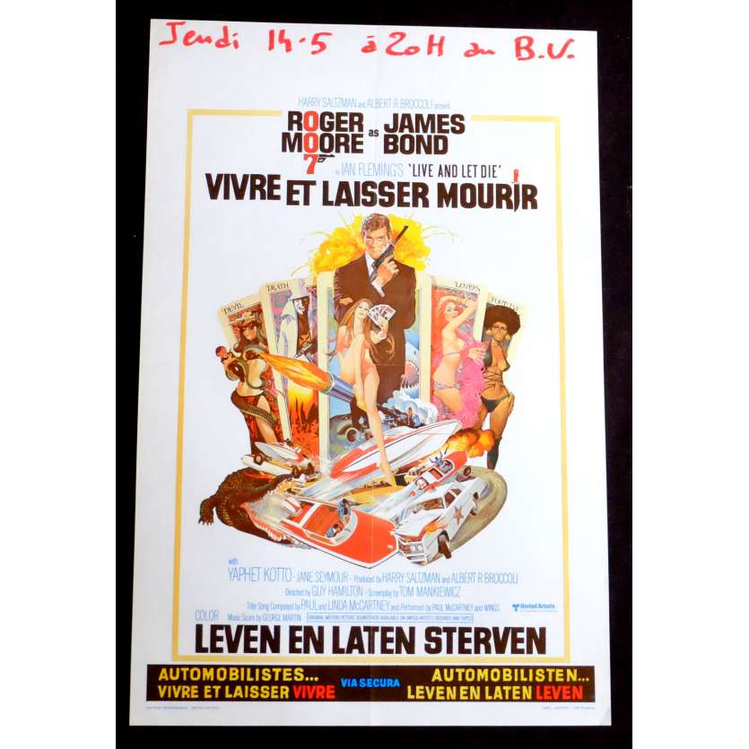 LIVE AND LET DIE Belgian Movie Poster 14x22 - 1973 - Guy Hamliton, Roger Moore