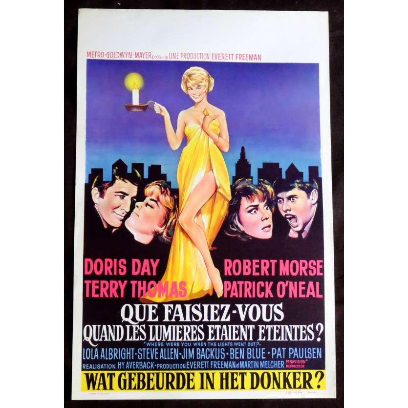 WHERE WERE YOU WHEN THE LIGHTS WENTS OUT Belgian Movie Poster  14x21 - 1968 - Hy Averback, Doris Day