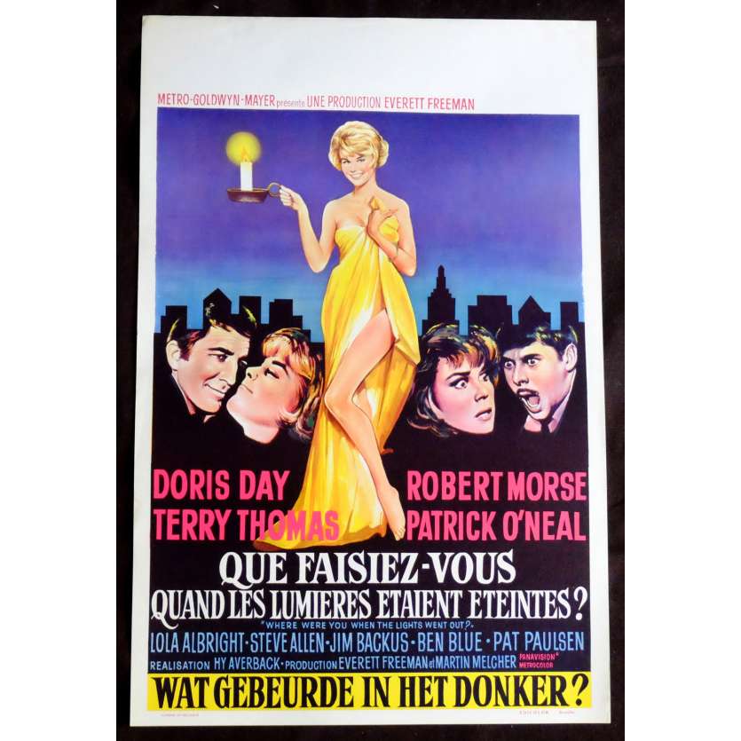 WHERE WERE YOU WHEN THE LIGHTS WENTS OUT Belgian Movie Poster 14x21 - 1968 - Hy Averback, Doris Day