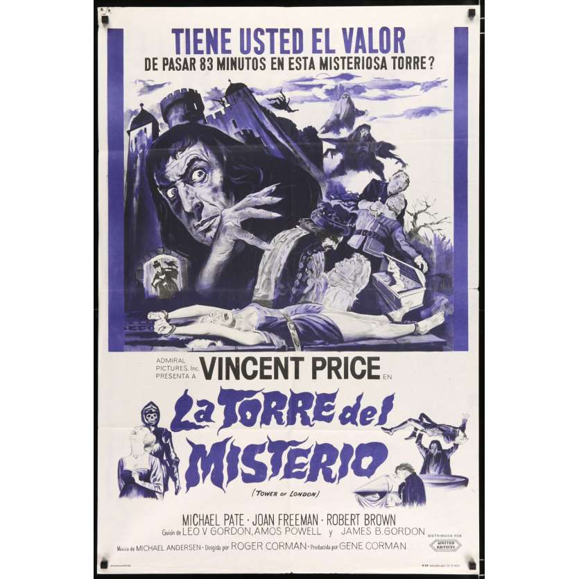 TOWER OF LONDON Argentinian Movie Poster 29x43 - 1962 - Roger Corman, Vincent Price