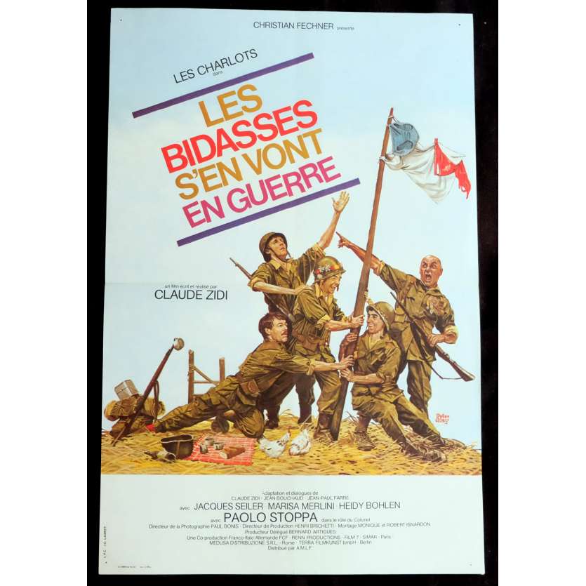 LES BIDASSES S'EN VONT EN GUERRE Affiche de film 40x60 - 1974 - Les Charlots, Claude Zidi