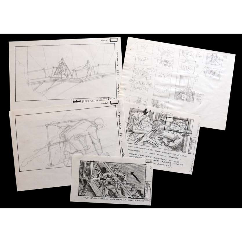 BATMAN Lot de Storyboards 20x30 - 1989 - Michael Keaton, Tim Burton