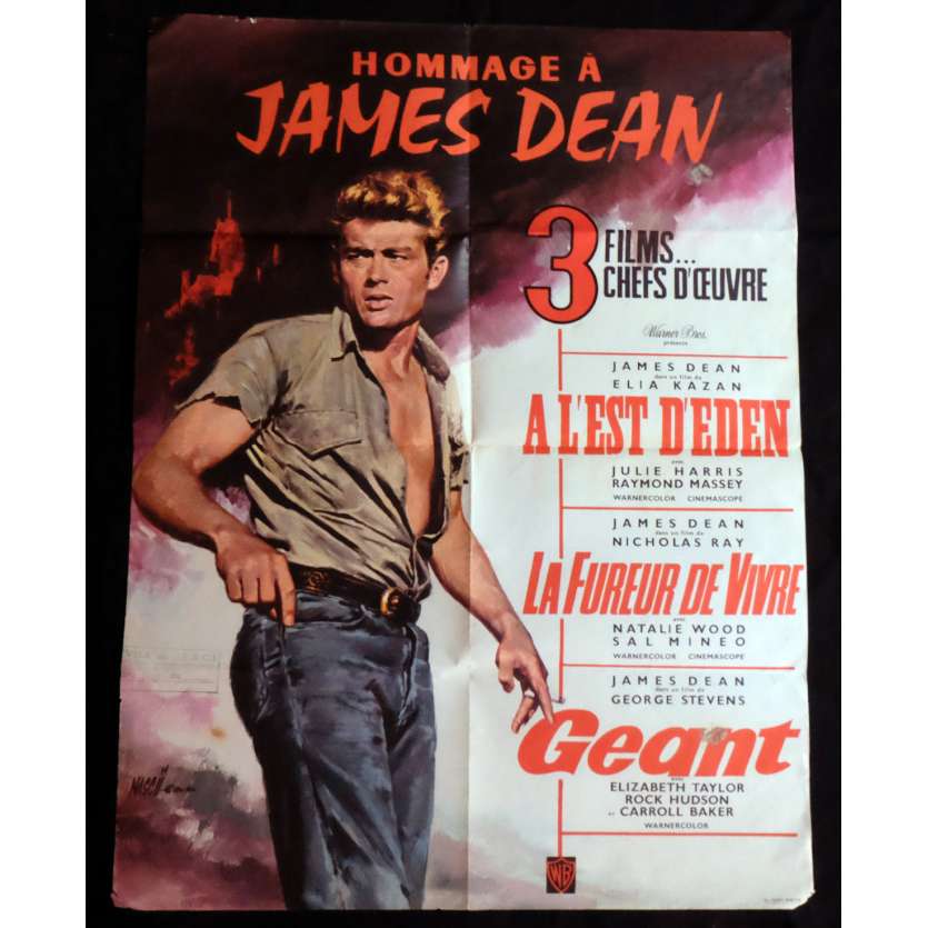 HOMMAGE A JAMES DEAN French Movie Poster  23x32 - 1968 - Elia Kazan, James Dean -