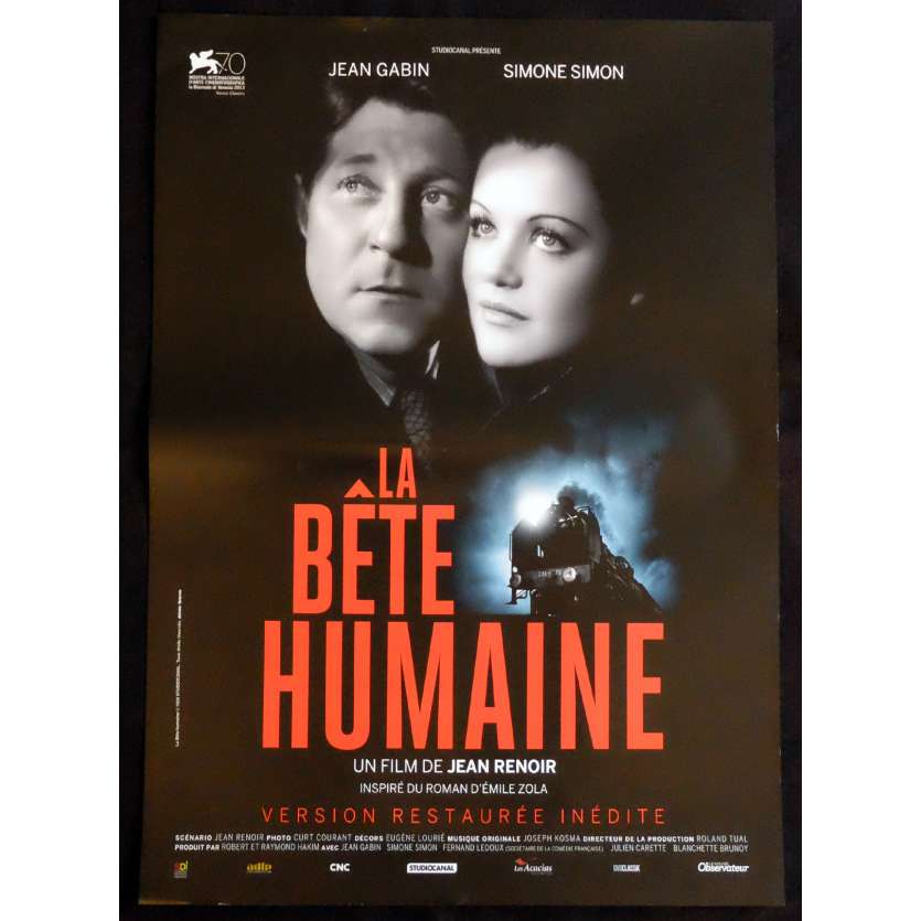 HUMAN BEAST French Movie Poster  15x21 - R2015 - Jean Renoir, Jean Gabin