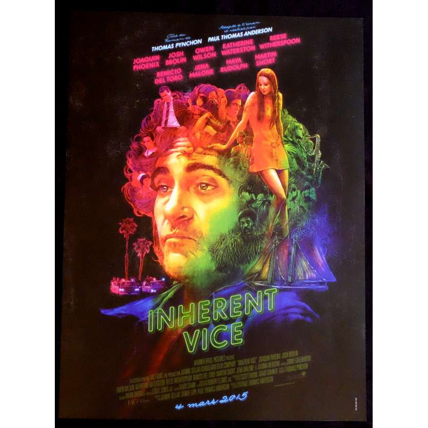 INHERENT VICE def. French Movie Poster  15x21 - 2014 - Paul Thomas Anderson, Joaquin Phoenix
