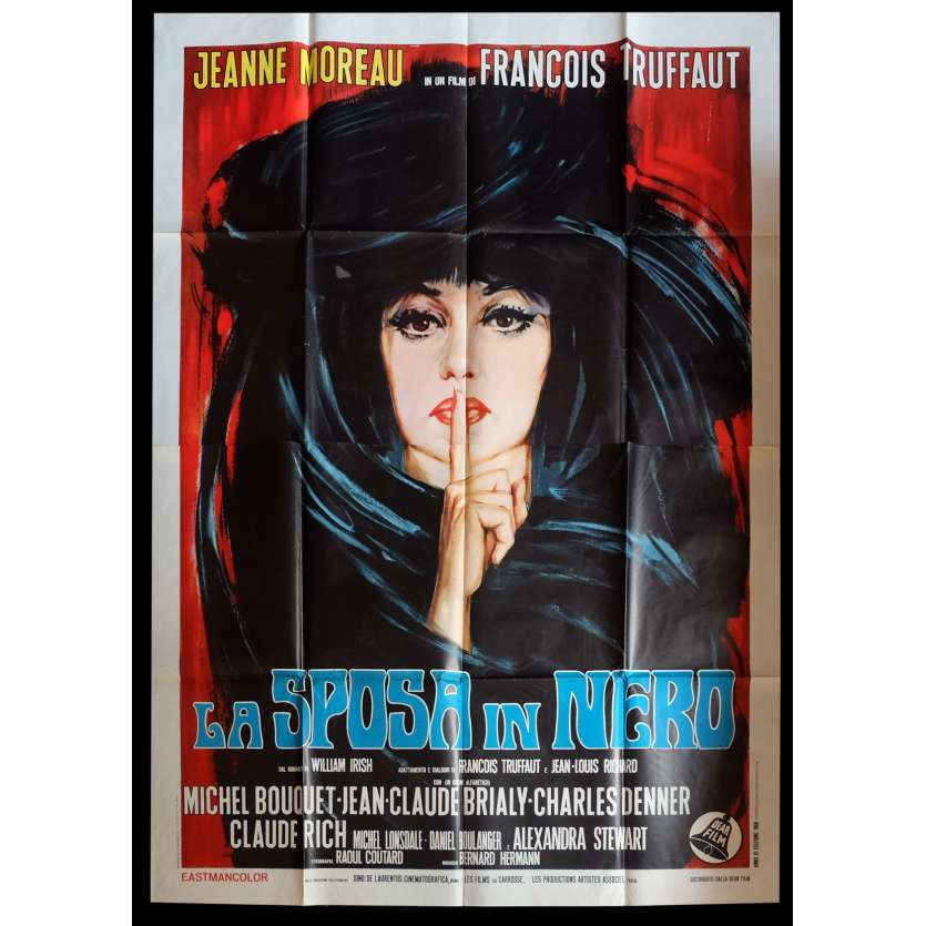 THE BRIDE WORE BLACK Italian Movie Poster 55x70 - 1968 - François Truffaut, Jeanne Moreau