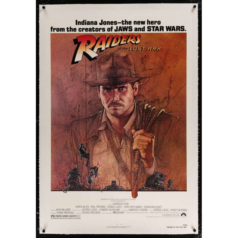 RAIDERS OF THE LOST ARK US Linen Movie Poster 29x41 - 1981 - Steven Spielberg, Harrison Ford