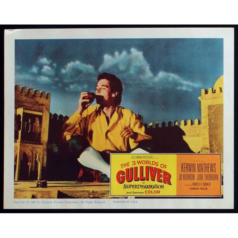 3 WORLDS OF GULLIVER US Lobby Card N1 11x14 - 1960 - Ray Harryhausen, Kerwin Mathews