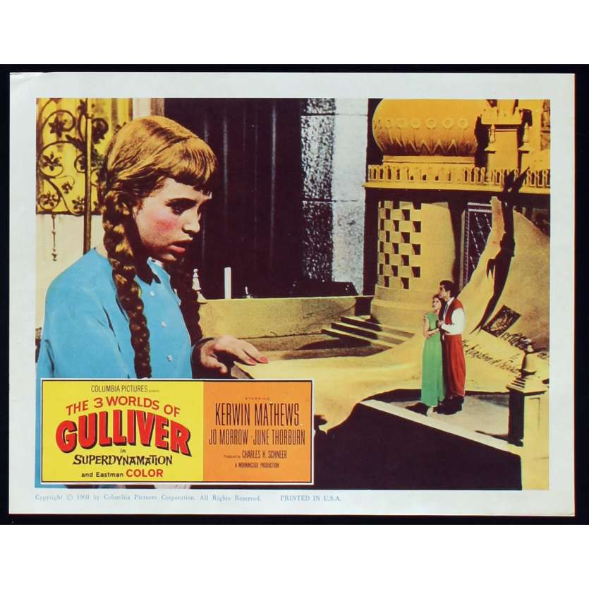 3 WORLDS OF GULLIVER US Lobby Card N4 11x14 - 1960 - Ray Harryhausen, Kerwin Mathews