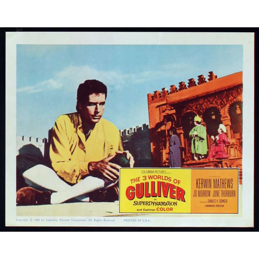 3 WORLDS OF GULLIVER US Lobby Card N8 11x14 - 1960 - Ray Harryhausen, Kerwin Mathews