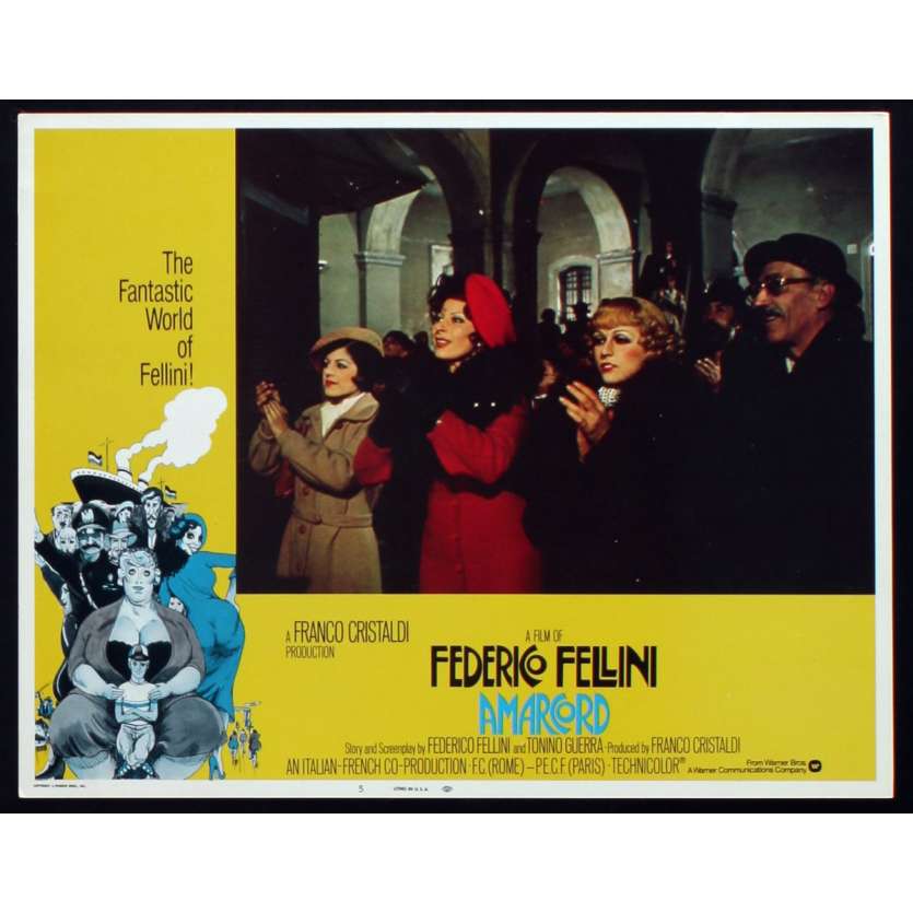 AMARCORD US Lobby Card N6 11x14 - 1974 - Federico Fellini, Magali Noel