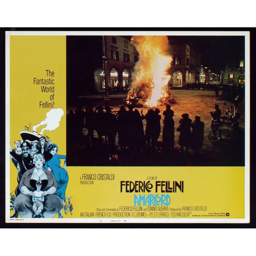 AMARCORD US Lobby Card N4 11x14 - 1974 - Federico Fellini, Magali Noel