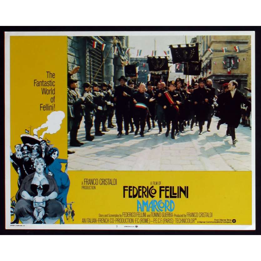AMARCORD US Lobby Card N3 11x14 - 1974 - Federico Fellini, Magali Noel