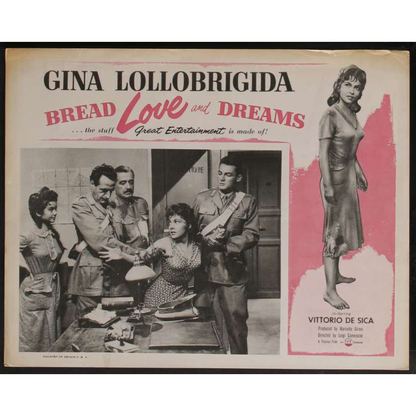 BREAD, LOVE & DREAMS US Lobby Card N2 11x14 - 1954 - Vittorio de Sica, Ginal Lollobrigida