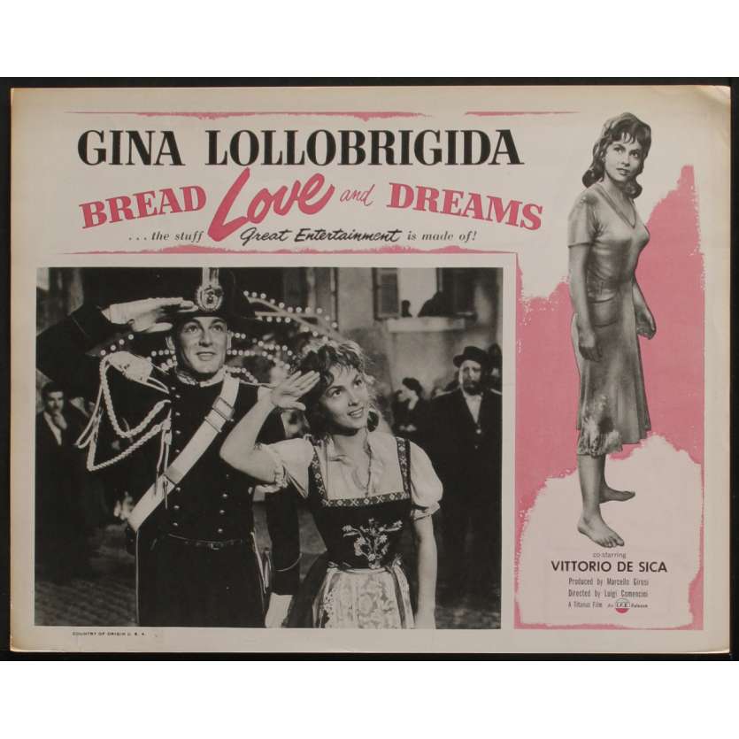 BREAD, LOVE & DREAMS US Lobby Card N1 11x14 - 1954 - Vittorio de Sica, Ginal Lollobrigida