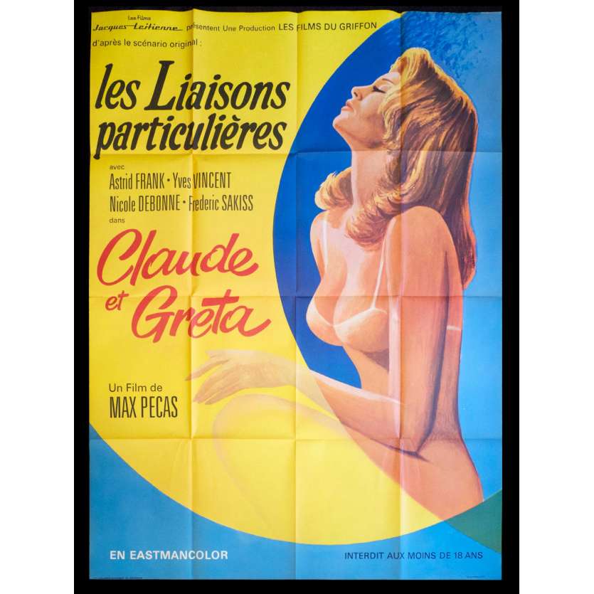 LIAISONS PARTICULIERES / CLAUDE ET GRETA Affiche de film  120x160 - 1970 - Astrid Frank, Yves Vincent, Max Pecas