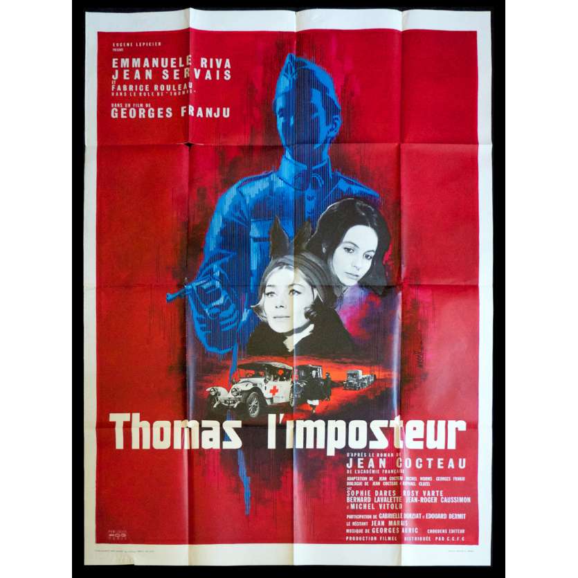 THOMAS L'IMPOSTEUR Affiche de film 120x160 - 1965 - Emmanuelle Riva, Georges Franju