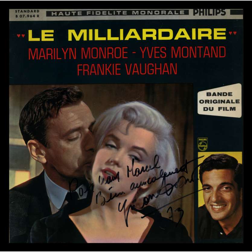 YVES MONTAND Signed record 10,5x10,5 - 1960's - ,