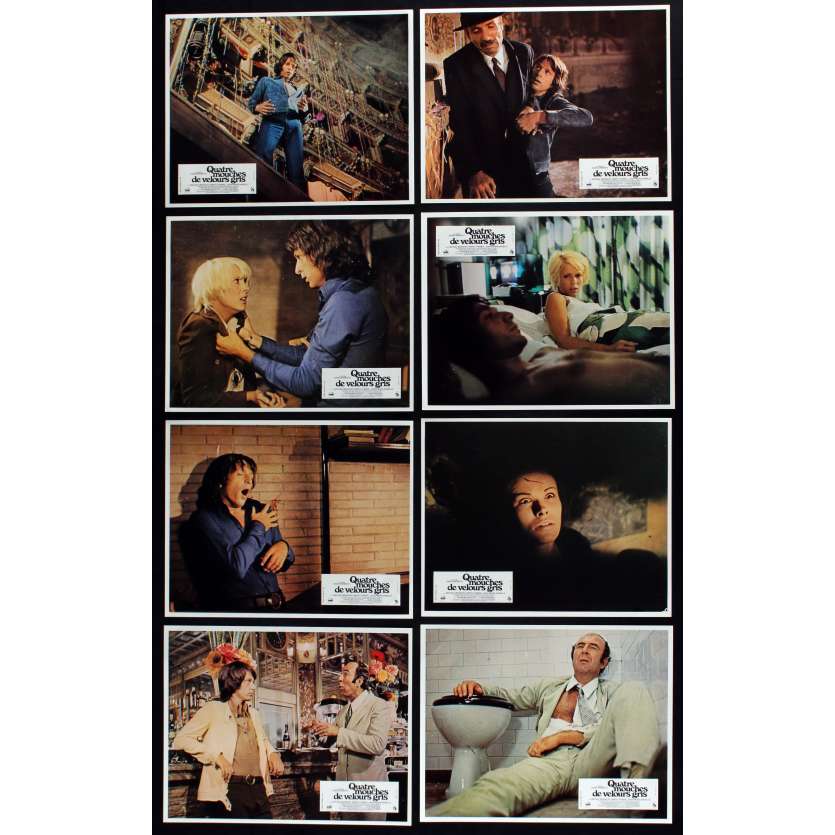 FOUR FLIES French Lobby cards x13 9x12 - 1971 - Dario Argento, Jean-Pierre Marielle