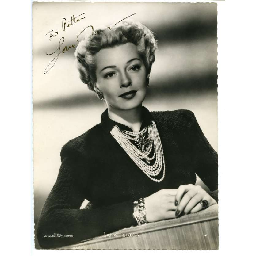 LANA TURNER Photo DeLuxe signée 18x24 - 1944 - ,