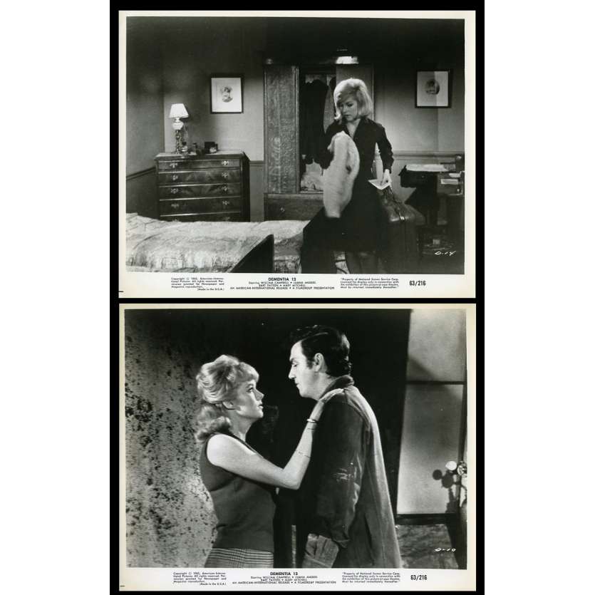 DEMENTIA 13 US Movie Stills x2 8X10 - 1963 - Francis Ford Coppola, William Campbell