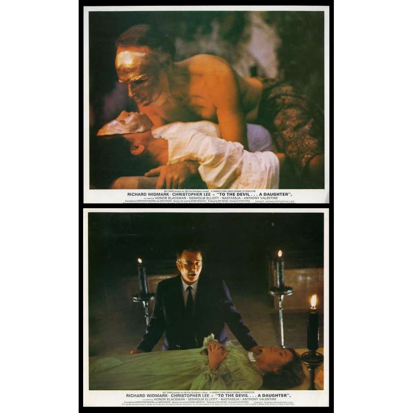 TO THE DEVIL… A DAUGHTER US Lobby Cards x2 8X10 - 1976 - Hammer Films, Christopher Lee, Honor Blackman