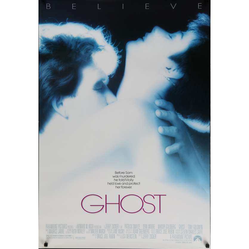 GHOST Movie Poster 29x41 in. USA - 1990 - Jerry Zucker, Patrick Swayze, Demi Moore