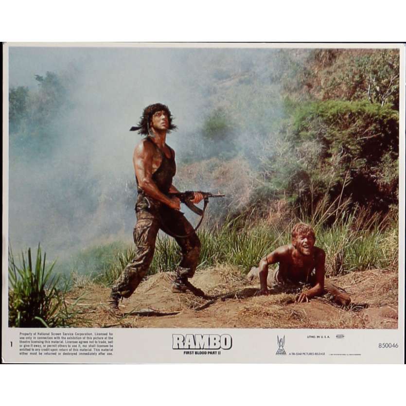 RAMBO FIRST BLOOD PART II Lobby Card N1 8x10 in. USA - 1985 - George P. Cosmatos, Sylvester Stallone
