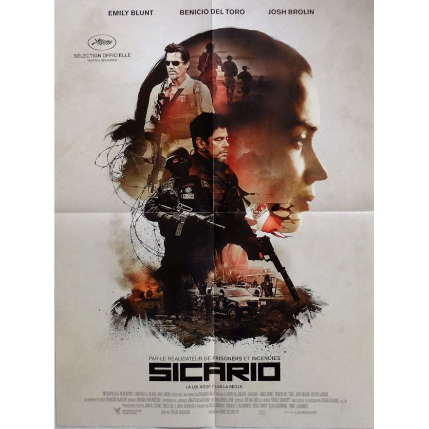 SICARIO Movie Poster  15x21 in. French - 2015 - Dennis Villeneuve, Benicio Del Toro