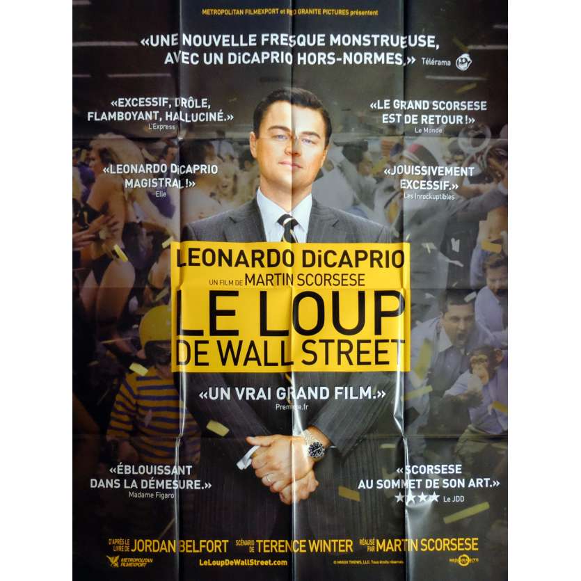 LE LOUP DE WALL STREET Affiche de film 120x160 cm - 2013 - Leonardo DiCaprio, Martin Scorsese