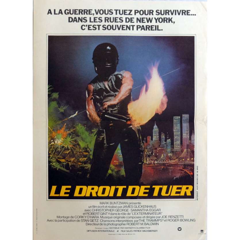 LE DROIT DE TUER Affiche de film 40x60 cm - 1980 - Robert Ginty, James Glickenhaus