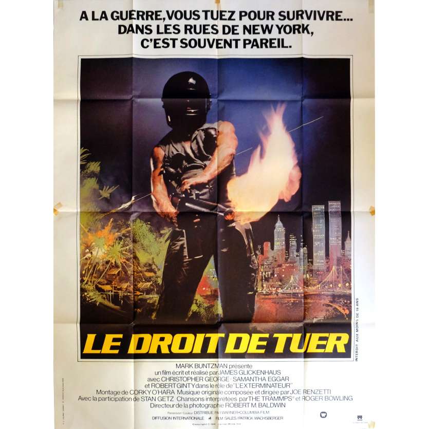 THE EXTERMINATOR Movie Poster  47x63 in. French - 1980 - James Glickenhaus, Robert Ginty