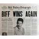 BACK TO THE FUTURE II Newspaper Prop Replica Biff Wins Again 15x21 in. USA - 1989 - Robert Zemeckis, Michael J. Fox