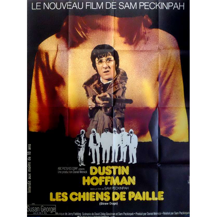 LES CHIENS DE PAILLE Affiche de film 120x160 cm - 1971 - Dustin Hoffman, Sam Peckinpah