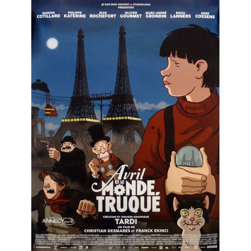 AVRIL ET LE MONDE TRUQUÉ Movie Poster def. 15x21 in. French - 2015 - Jacques Tardi, Marion Cotillard