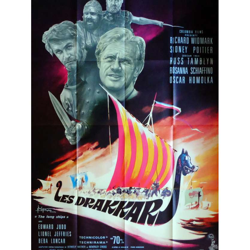 THE LONG SHIPS Movie Poster 32x47 in. French - 1964 - Jack Cardiff, Richard Widmark