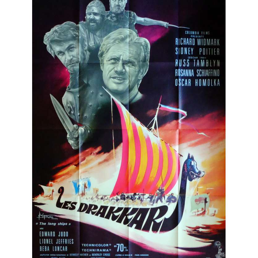 THE LONG SHIPS Movie Poster  32x47 in. French - 1964 - Jack Cardiff, Richard Widmark