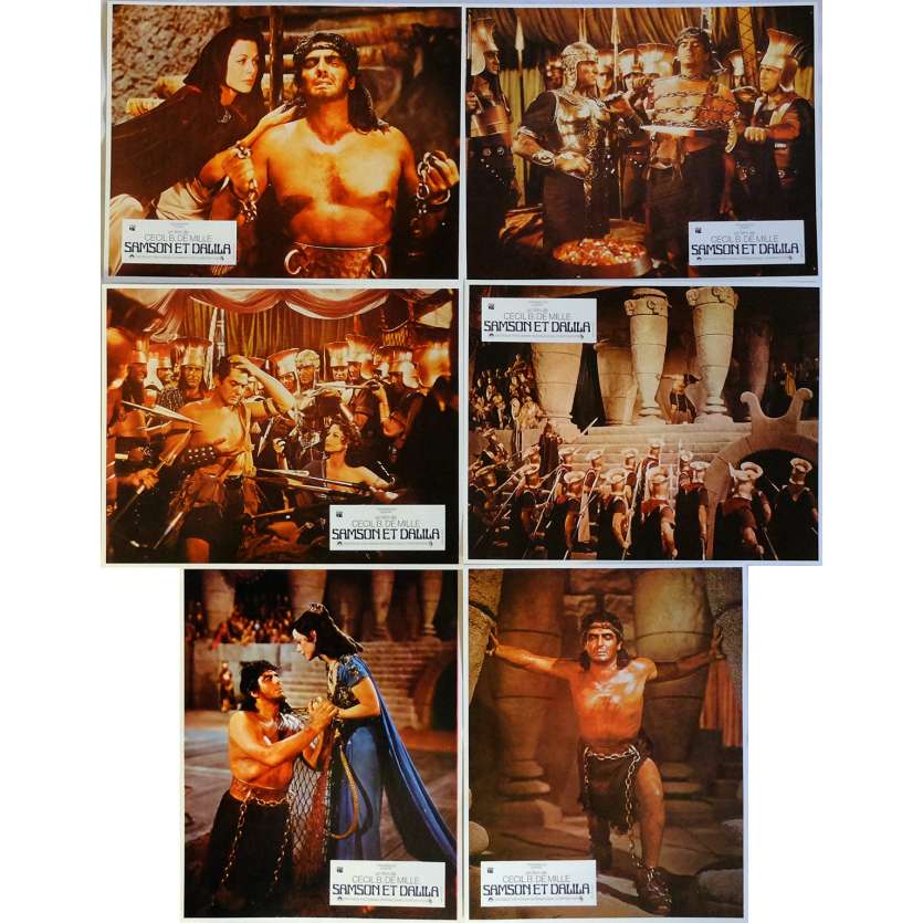 SAMSON AND DELILAH Lobby Cards x6 9x12 in. French - R1970 - Cecil B. DeMile, Victor Mature