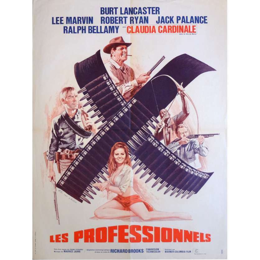 THE PROFESSIONALS Movie Poster  23x32 in. French - 1966 - Richard Brooks, Burt Lancaster